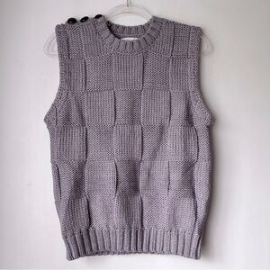 All:Row Light Purple Checkerboard Knit Sleeveless Sweater Vest M